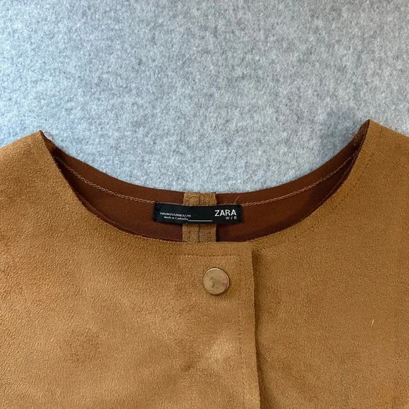 ZARA Faux Fur Faux Suede Jacket Coat Brown Tan Super Soft Womens Size‎ Medium - Picture 2 of 16